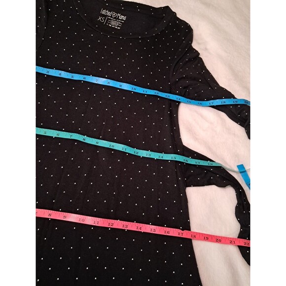 Latched Mama Nursing A-Line Tie Back Midi Dress Black White Polka Dot Size XS - Picture 8 of 10